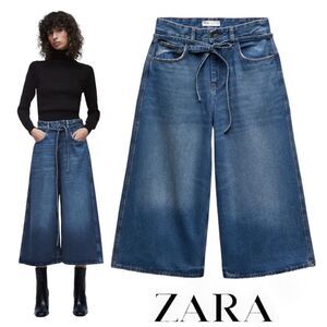 ZARA | Blue | THE MID WAIST ZW CULOTTE JEANS